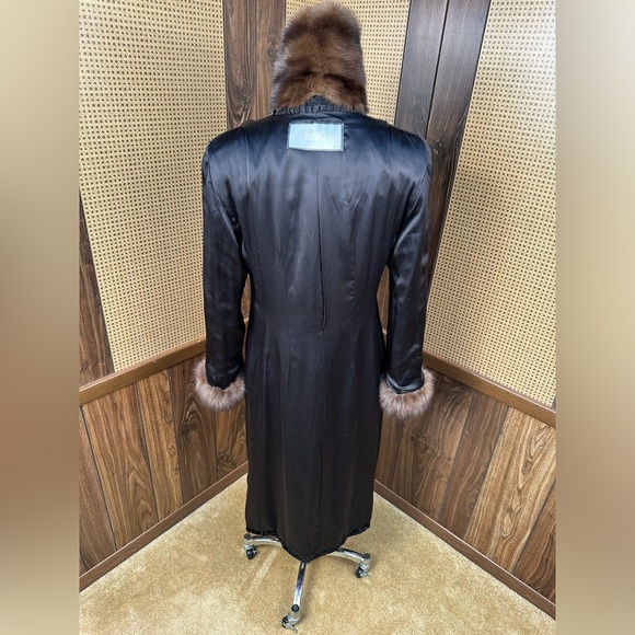 BADGLEY MISCHKA DESIGNER RUSSIAN BROADTAIL & SABLE FUR TRIM COAT JACKET MEDIUM - Picture 10 of 12